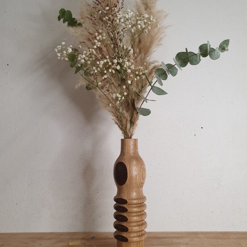 Vase tourné frêne & wengué