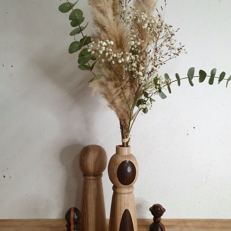 Vase tourné frêne & wengué